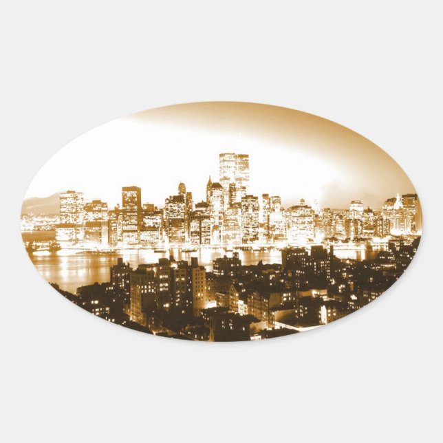 Adesivo Oval Manhattan New York Oval Sticker (Frente)