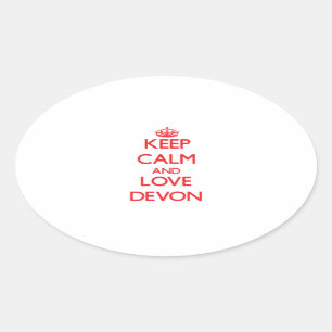 Adesivo Oval Mantenha a calma e ame Devon