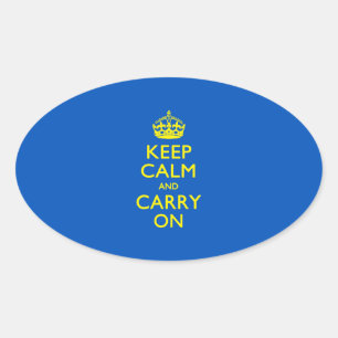Adesivo Oval MANTENHA A CALMA E CONTINUE Blue