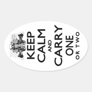 Adesivo Oval Mantenha a calma e o carregar uma