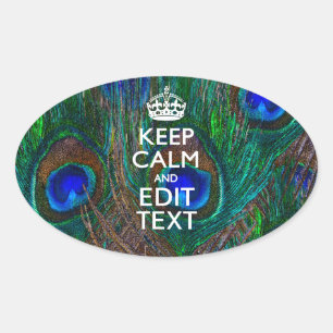 Adesivo Oval Mantenha a calma e o seu texto na decoração do
