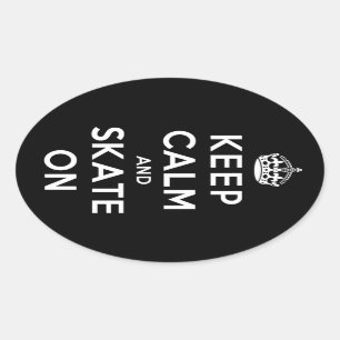 Adesivo Oval Mantenha a calma e patine sobre
