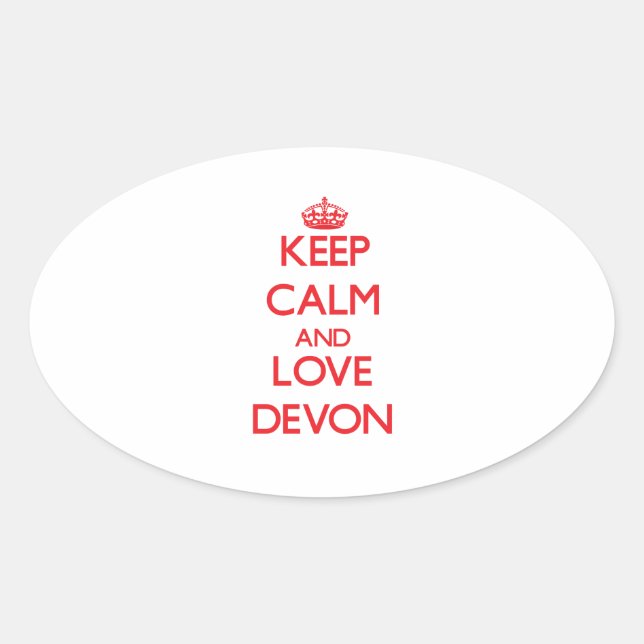 Adesivo Oval Mantenha calma e amor Devon (Frente)