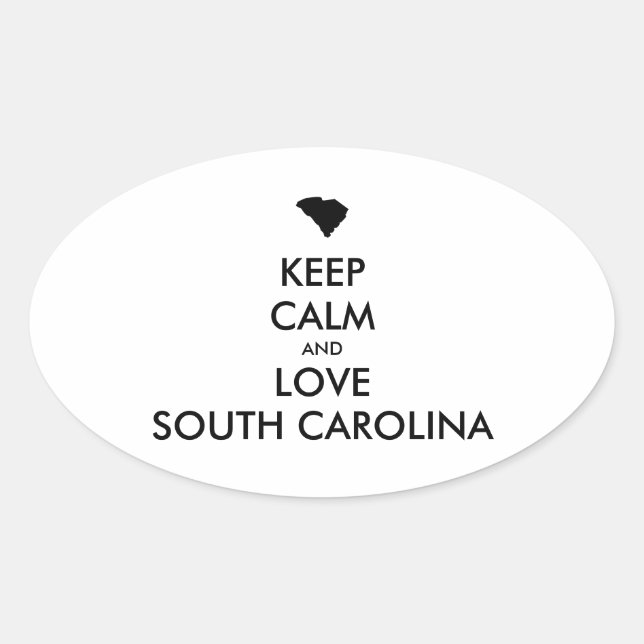 Adesivo Oval Manter calmo e amar a carOLINA do Sul personalizáv (Frente)