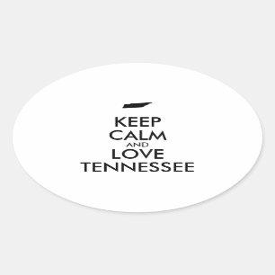 Adesivo Oval Manter calmo e amar o tennessee personalizável