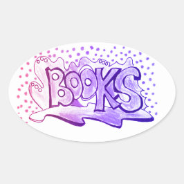 Adesivo Oval Manuscrito de livros