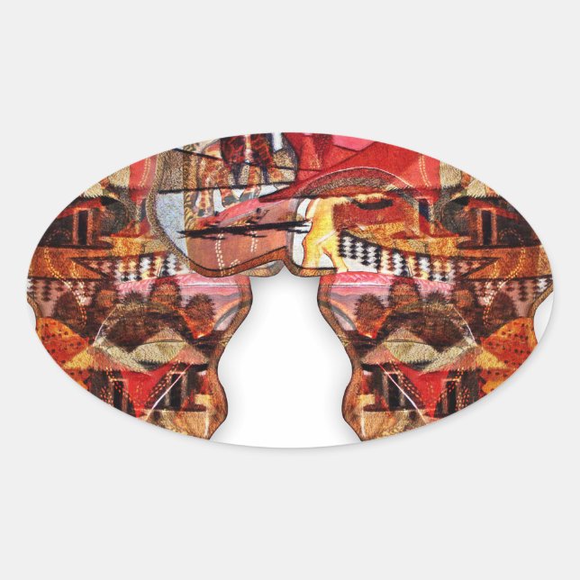 Adesivo Oval Mapa Africano: Celebrar a Estação com a Cultura (Frente)