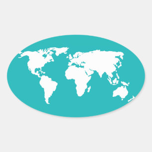 Adesivo Oval mapa azul turquesa