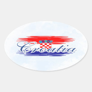 Adesivo Oval Mapa de bandeira da Croácia