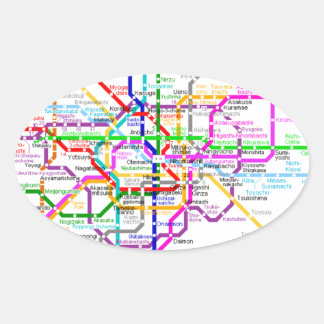 Adesivo Oval Mapa do metrô do Japão em Tóquio