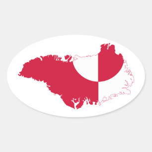 Adesivo Oval Mapa GL da bandeira de Greenland
