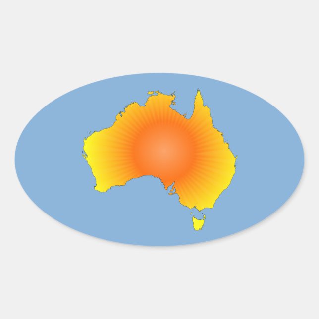 Adesivo Oval Mapa Sunny Austrália (Frente)