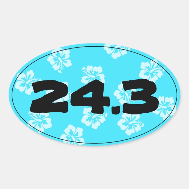 Adesivo Oval Marathon Run Finish Time Blue Hibiscus - (Frente)