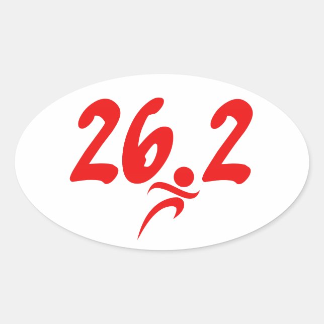 Adesivo Oval Maratona vermelha 26.2 (Frente)