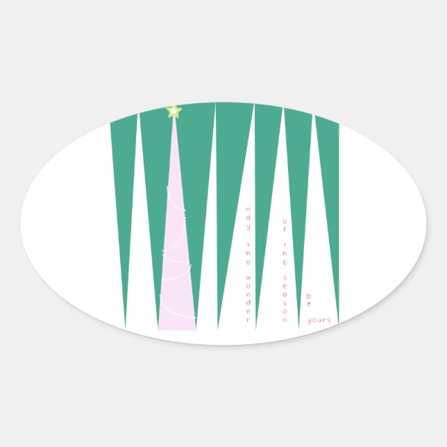 Adesivo Oval Maravilha da Árvore de Natal da temporada (Frente)