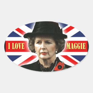 Adesivo Oval Margaret Thatcher I Love Maggie