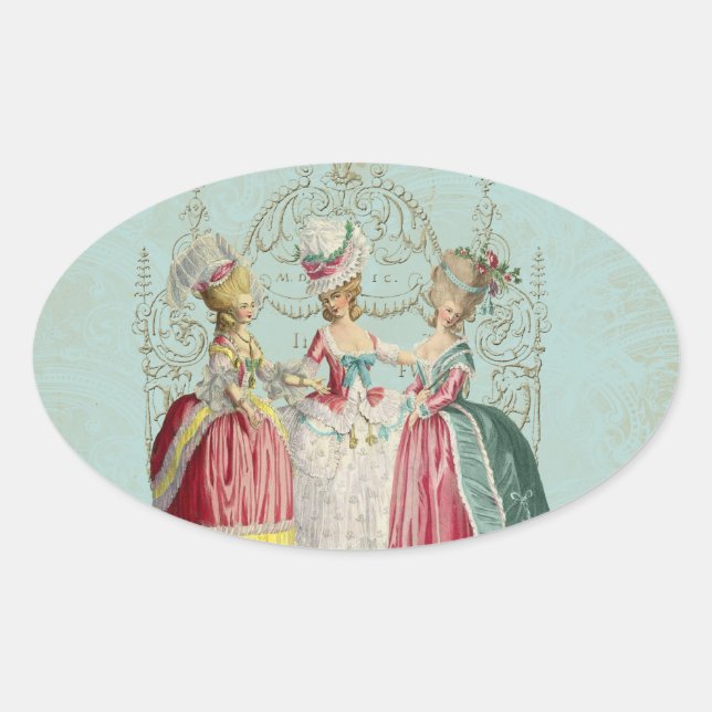 Adesivo Oval Marie Antoinette French Paris Ladies (Frente)
