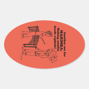 Adesivo Oval Marimba Zombie Explode Vinheta Oval