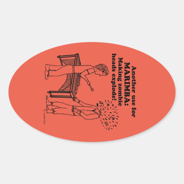 Adesivo Oval Marimba Zombie Explode Vinheta Oval (Frente)