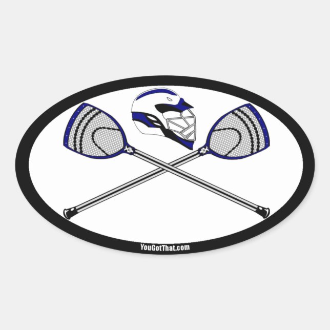 Adesivo Oval Marinho Lacrosse Goalie Sticks e Capacetes (Frente)