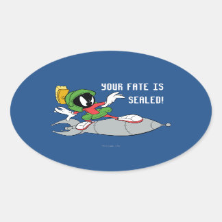 Adesivo Oval MARVIN, MARTIAN™ Riding Rocket (Foguete itinerante