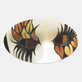 Adesivo Oval Máscara de Carnaval de Cerâmica Jovem