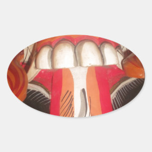 Adesivo Oval Máscara de Halloween Engraçada e Assustadora com L