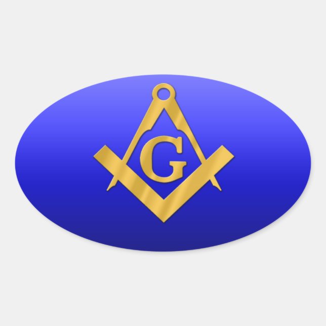 Adesivo Oval Mason Masonic com Gradient Blue (Frente)
