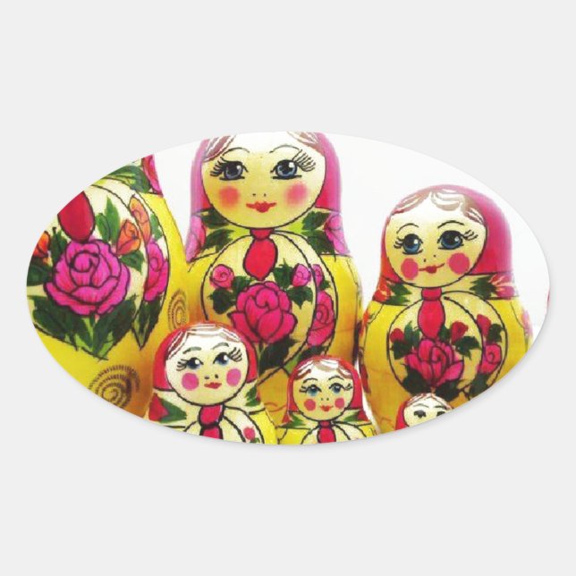 Adesivo Oval Matryoshka Dolls (Frente)
