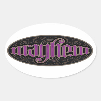 Adesivo Oval Mayhem Ambigram Stickers