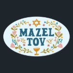 Adesivo Oval MAZEL TOV BAR BAT MITZVAH Costume Judaico Personal<br><div class="desc">Texto desenhado à mão por mim para você. Ótimo para um bar ou bat mitzvah ou casamento judaico ou outro evento. Para mais designs e cores,  verifique minha loja! Ou me avise se você gostaria de algo personalizado. Pergunte se você não encontrar o que precisa! :)</div>