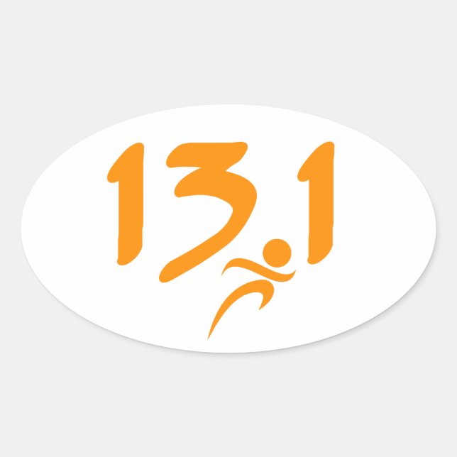 Adesivo Oval Meia-maratona laranja 13,1 (Frente)
