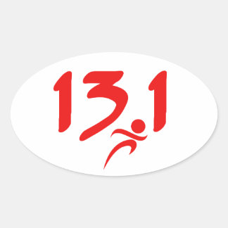 Adesivo Oval Meia maratona vermelha 13,1