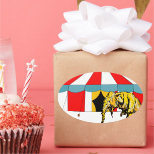 Adesivo Oval Memória do Circo em Memória dos Elefantes do Circo