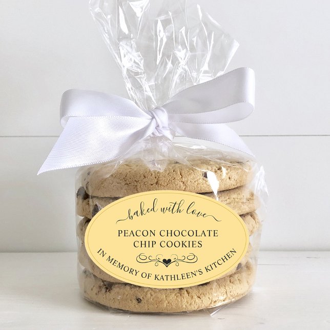 Adesivo Oval Memória Do Serviço Memorial De Vazio Com Favor De  (Memorial Service Memory Of Baked With Love Favor Oval Sticker)