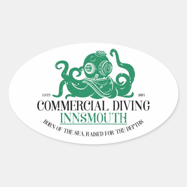 Adesivo Oval Mergulho Comercial Innsmouth (Frente)