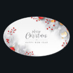 Adesivo Oval Merry Christmas And Happy New Year<br><div class="desc">Merry Christmas And Happy New Year</div>