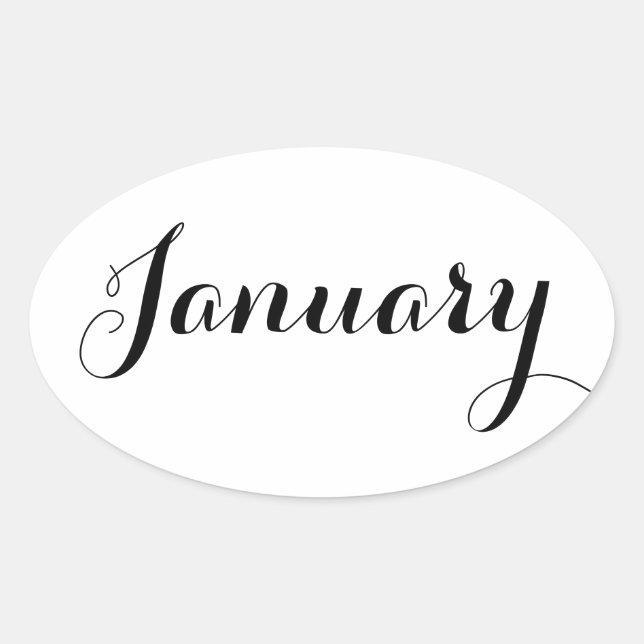 Adesivo Oval Meses com adesivos: Janeiro (Frente)