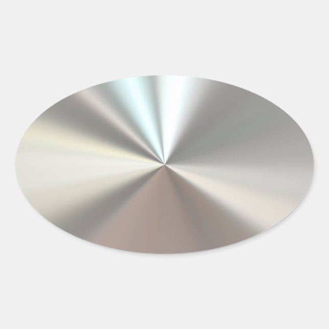 Adesivo Oval metal prateado artístico (Frente)