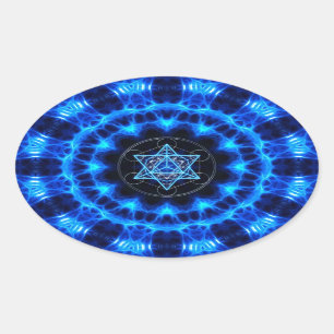 Adesivo Oval Metatrons cubo - Merkaba estrela Tetraeder -