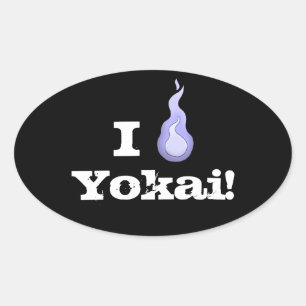 Adesivo Oval Mim coração Yokai! Bola de fogo de Hitodama