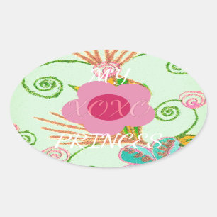 Adesivo Oval Minha XOXO Pequena Princesa Floral Impressão