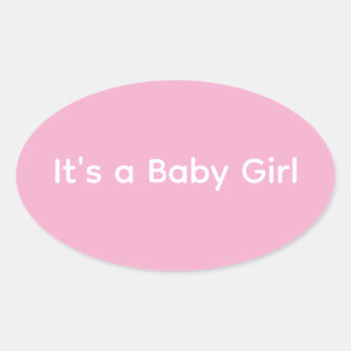 Adesivo Oval Minimalista Rosa e Branco É uma Menina 