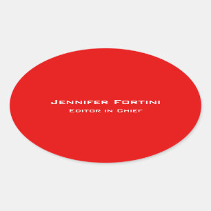 Adesivo Oval Mínimo Moderno Elegante Vermelho