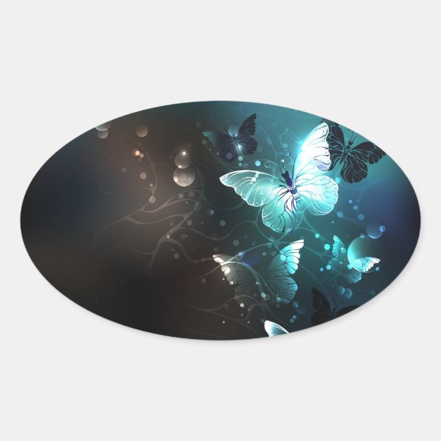Adesivo Oval Mint Night Butterflies (Frente)