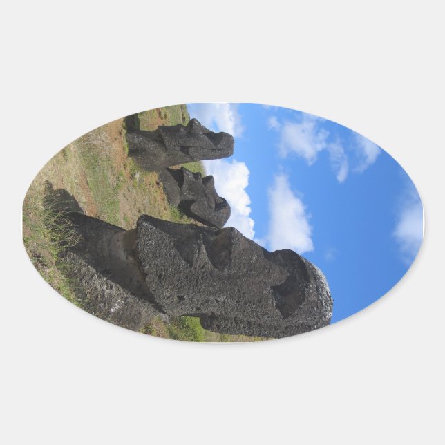 Adesivo Oval Moai em Rano Raraku, Ilha da Páscoa (Frente)