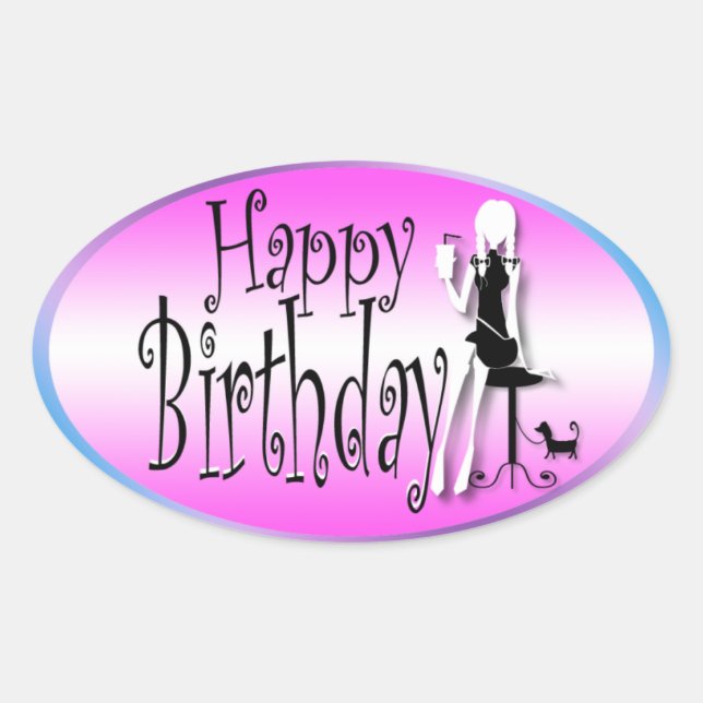 Adesivo Oval Moça preta rosa chique (Frente)