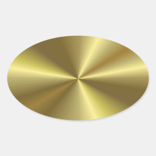 Adesivo Oval Modelo de aparência Dourada de metal moderno Faux