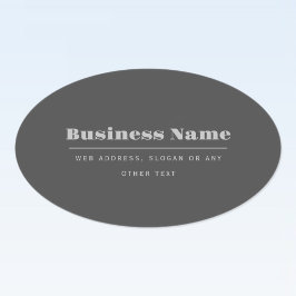 Adesivo Oval Modelo de Texto Retromoderno Editável | Cinza Escu