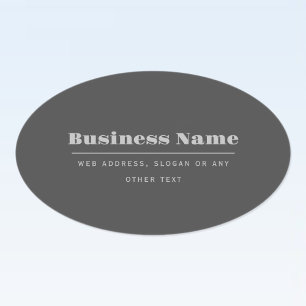 Adesivo Oval Modelo de Texto Retromoderno Editável   Cinza Escu